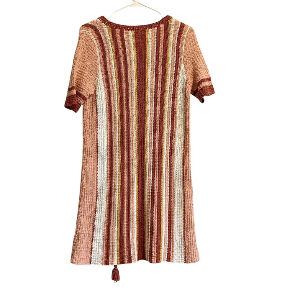 Free People Lollypop‎ Crochet Mini Dress SZ S Striped Retro Bohemian Sunset 70's